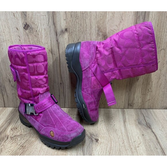 Coach Hot Pink Sandi Boots Size 7.5 M A7068  Y2K Vibes Vibram Soles, Barbiecore - Picture 1 of 16
